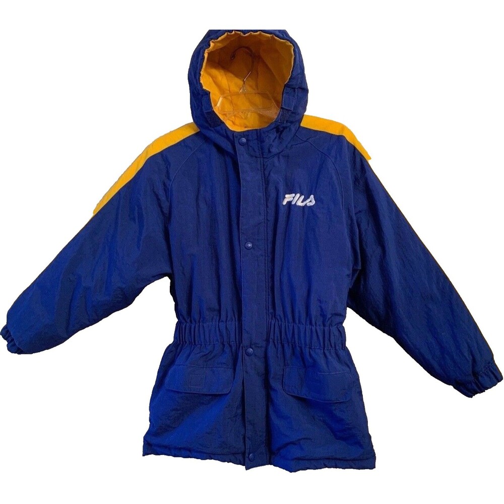 Parka Ski Jacket Boys Blue & Yellow THICK Size Medium Fila EXCELLENT Pre-Owned